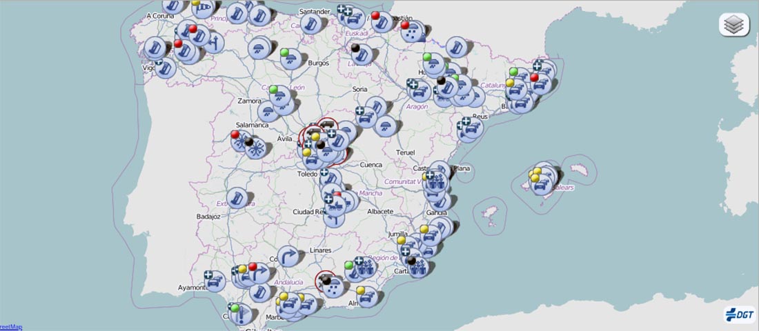 Incidencias en el tráfico en España a las 8:00 07/02/2024