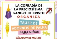 La Cofradía de la Preciosísima Sangre de Cristo organiza un Taller de Adornos de Palma para niños