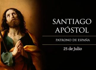 Santoral del 25 de julio, patrón de todas las Españas. Santiago, Jaime, Jacobo, Carmen, Glodesindis, Magnerico, Olimpíada y Teodomiro.