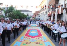Las alfombras de sal decorativas llevan haciendose en Socuéllamos desde 2014