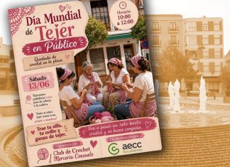 El Club de Crochet Mercería Consuelo organiza una gran quedada en la plaza por el Día Mundial de Tejer en Público